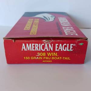lot 217 image: American Eagle Rifle, 308 Win, 150 Grain, Full Metal Jacket Boat-Tail - x1 - 20 round box