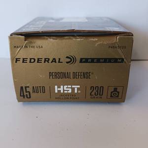 lot 222 image: Federal Premium - 45 AUTO - Personal Defense - HST- Jacketed Hollow Point - 230GR - 20 Centerfire Pistol Cartridges