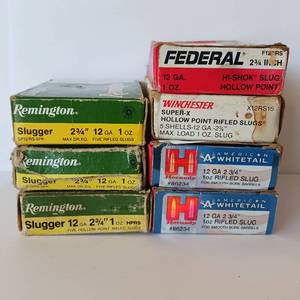 lot 228 image: 12 Guage Mixed Lot - Rifled Slugs - Federal - Winchester - Hornady - Remington