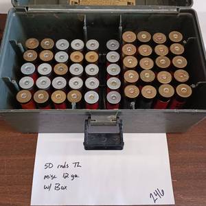 lot 246 image: 50 Rounds total - 12 Guage Shells with Shotshell storage box