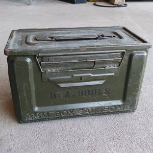 lot 248 image: Metal Ammunition Box - Latch Lid - Ammo Box - 50Cal. M2 - Water resistant Seal Lid - GeoCache Stash Box
