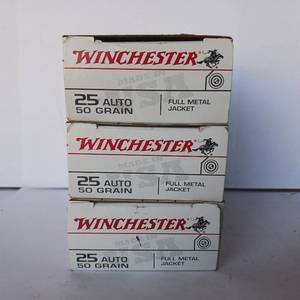 lot 264 image: 25 AUTO - 50 GR - Winchester Ammo - FMJ - 3 boxes - Target Ammo