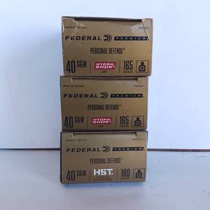 lot 267 image: Federal Premium Ammo - 40 S&W - HST - 180Gr. Personal Defense - 3 boxes (60 rounds total)