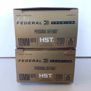 lot 271 image: 2 Boxes - 10MM - Federal Premium - Personal Defense Ammo - HST - JHP - 200 GR