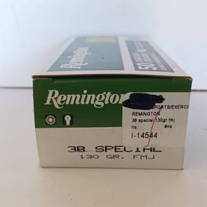 lot 274 image: 38 Special - 130Gr. FMJ AMMO - 1 Box (50 Rounds) - Remington Ammunition