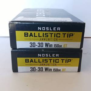 lot 275 image: NOSLER - 30-30 Win - 150Gr. BT - Ammunition - 2 boxes Ammo
