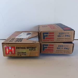 lot 277 image: 223 REM - 55Gr. Frontier & Hornady (3 boxes) 60 rounds total