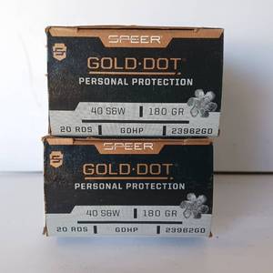 lot 278 image: 40 S&W - 2 Boxes AMMO - Gold Dot - Personal Protection - 180Gr 40 rounds total