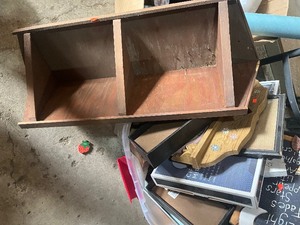 lot 28 image: old pictures and corner shelf