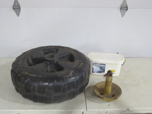 lot 19 image: Mixed Lot of Dock and Boat Supplies - Otter WheelLivewell Bait BucketAnchor