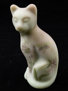 lot 29J image: FENTON 5 Lotus Mist Burmese Hand painted Floral Sitting Cat Figurine.LIMITED EDITION #4284750