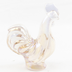 lot 36B image: FENTON Pink Iridescent Rooster Figurine. (Has Original Box).
