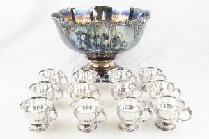 lot 5 image: Wallace Punch Bowl Set 1 Bowl & 12 Cups