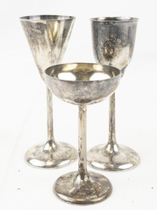 lot 48 image: Set of 3 Silver Plated Brass Goblets