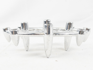 lot 51 image: Vintage COLONIAL CANDLE Co. - Atomic Space Age Silver Tone Metal Candle Holder