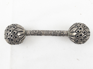 lot 52 image: Vintage Omani Sterling Silver Baby Rattle. 16.3 Grams