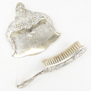 lot 54 image: Vintage Silver Plate Crumb Tray & Brush