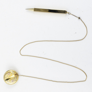 lot 66 image: Vintage Gold Tone Etched Pin with Dangling Pull Chain Pencil