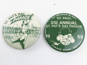 lot 74 image: ST Paul St. Patricks Day Parade Pins (Inaugural 1967 & 3rd Annual 1969)