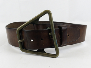 lot 121 image: Vintage Brown Leather Belt with MASSIVE BUCKLE