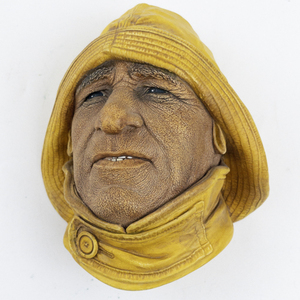 lot 130 image: 1965 BLOSSONS Life- Boatman Royal National Life Boat Institution Chalkware Head Wall Hanging -Congleton England