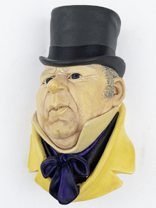 lot 134 image: 1964 BLOSSONS Mr. Micawber Chalkware Head Wall Hanging -Congleton England