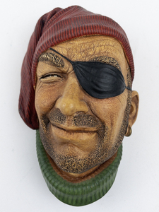 lot 144 image: BLOSSONS Pirate Smuggler Chalkware Head Wall Hanging -Congleton England