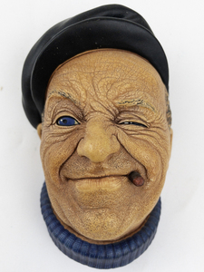lot 147 image: 1967 BLOSSONS Boatman Chalkware Head Wall Hanging -Congleton England