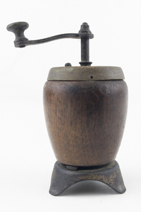 lot 203 image: 19-Century ANTIQUE Wooden Barrel Pepper Mill Grinder