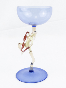 lot 254 image: Vintage 5 Art Deco Ribbon Nude Dancer Stemware Cocktail Blown Glass.