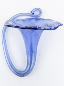 lot 257 image: Hand Blown Blue Glass Resting Flower.
