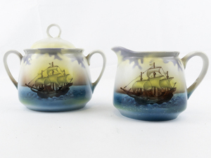 lot 259 image: PK UNITY Nautical Porcelain Creamer & Sugar.