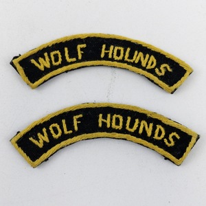 lot 283 image: Pair of US ARMY Wolf Hounds Tab Patches 27th Infantry Regiment