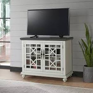 Martin Svensson Home Elegant 38 in. White with Grey Top TV Stand Fits TVs up to 42 in. with Adjustable Shelf   Customer Returns See Pictures