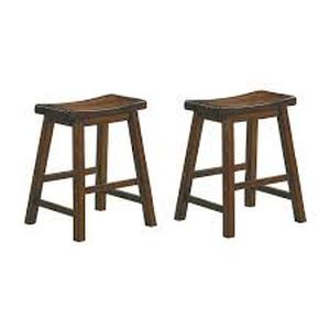 lot 11 image: Lazzara Nisky 17 in. Cherry Finish Solid Wood Dining Stool with Wood Seat (Set of 2)   Customer Returns See Pictures