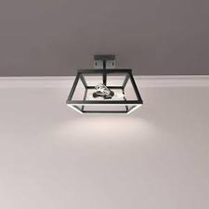 lot 16 image: Feit Electric Katalyst 15 in. 3-Light Trapez Matte Black Color Choice Selectable CCT LED wNight Light Semi-Flush Mount Ceiling Light  Customer Returns See Pictures