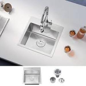 lot 19 image: Attop Handmade Stainless steel 18 in. Single Bowl Top Mount Scratch-Resistant Nano Drop-in Kitchen Sink With Strainer  Customer Returns See Pictures