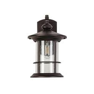 lot 39 image: Lot of Jushua 1-Light Dark brown clear seedy glas not Motion Outdoor HardWired Wall Lantern Sconce  Customer Returns See Pictures