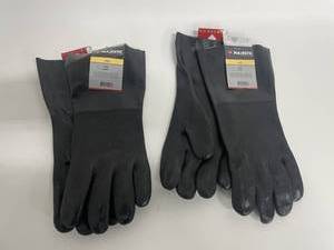 lot 79 image: Two Pairs of NEW Majestic 3364 Black Chemical Resistant Double-Dipped PVC Gloves with Sand Finish