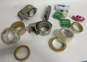 lot 68 image: Miscellaneous Lot of Packing  Packaging  Box Tape & Dispensers - 3M Scotch Tape Warehouse Tape etc.