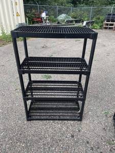 lot 83 image: Freestanding Plastic 4-Shelf Utility Shelf  Shelving Unit - 36 Wide x 18 Deep x 54 Tall