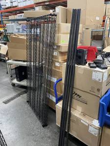 lot 92 image: Uline Black Wire Metro Rack Shelving Posts and Shelves