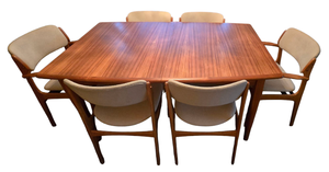 Mid Century Modern Danish O.D. Møbler Expansion Dining Set
