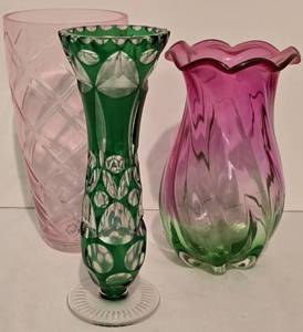lot 42 image: Bohemian Crystal Cut Vase & More Vase Options