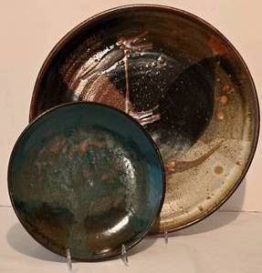lot 50 image: Pair of Vintage Artisan Crafted Pottery Platters