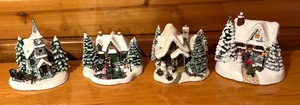 lot 151A image: Thomas Kinkade Village Buildings including Heros Welcome, Skaters Pond, Sunday Evening Sleigh Ride and More