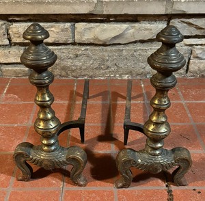 lot 264 image: Pair of Vintage Brass Andirons