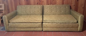 lot 34A image: Neutral Vintage Two Part Sofa  Couch