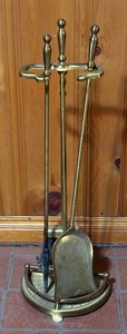 lot 298 image: Vintage Brass Fireplace Set
