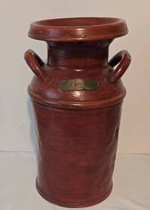 lot 179 image: Red Painted Vintage Metal Milk Can